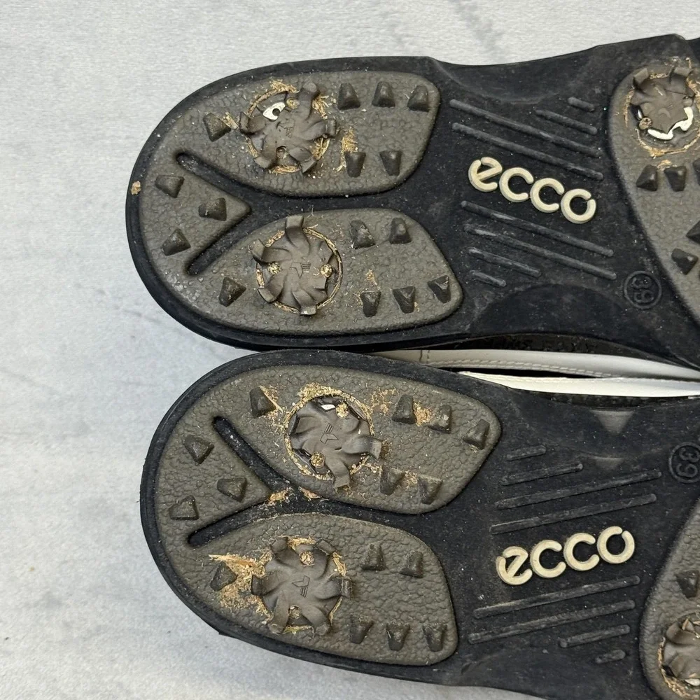 Ecco‎ Gore-Tex Golf Shoes Size 39 White Brown Leather Waterproof Spiked